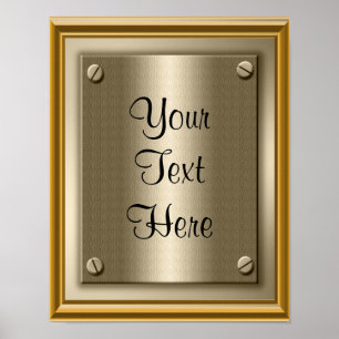 Affiche de plaque en or impression signe