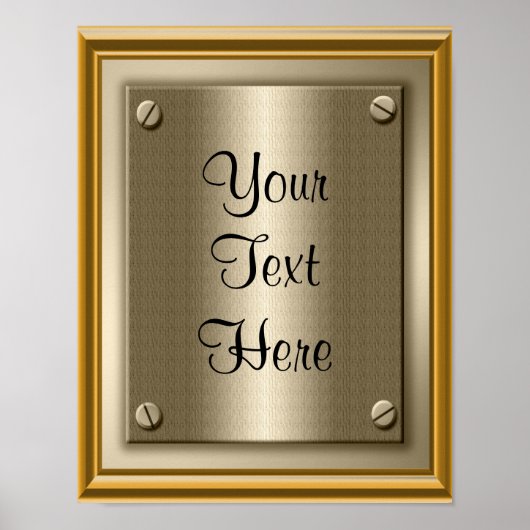 Affiche de plaque en or impression signe (Devant)