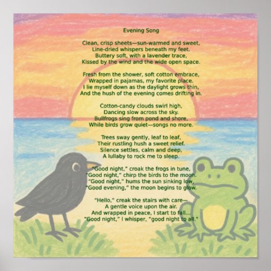 Affiche de poème "Chanson du soir" pour la nurseri (Devant)