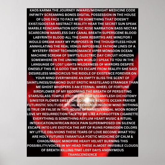 Affiche de poème originale KAOS KARMA (Devant)