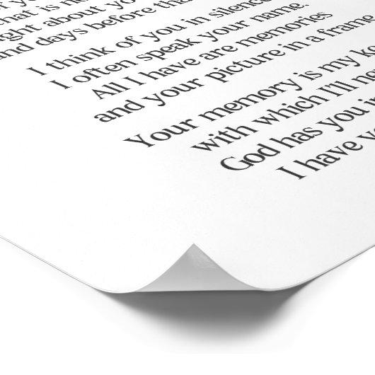 Affiche de poème pour ami « Tu me manques » (Coin)