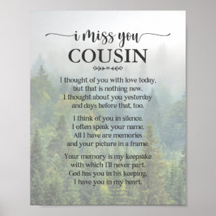 Affiche de poème pour cousin que je regrette