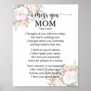 Affiche de poème pour maman que je vous manque