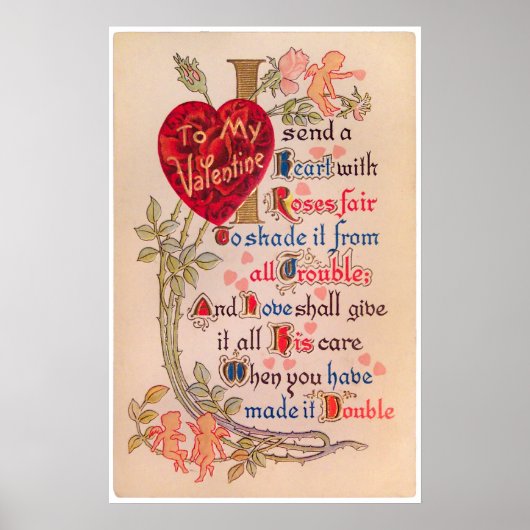 Affiche de poème vintage de la Saint-Valentin (Devant)