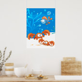 Affiche de poisson drôle de crabe aquatique océan (Cuisine)