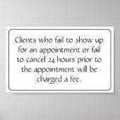 Affiche de politique d'annulation pour salon ou sp (Devant)