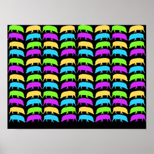 Affiche de porcs multicolores