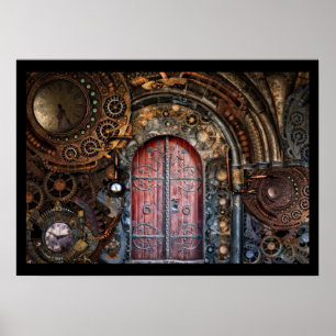affiche de porte en steampunk