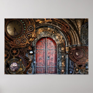 affiche de porte en steampunk