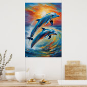 Affiche de portrait à l'huile de dauphins (Cuisine)