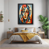 Affiche de portrait cubiste moderne géométrique