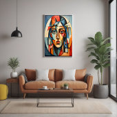 Affiche de portrait cubiste moderne géométrique