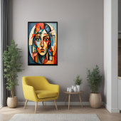 Affiche de portrait cubiste moderne géométrique