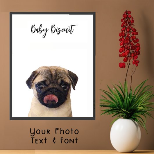 Affiche de portrait de Biscuit Pug bébé mignon