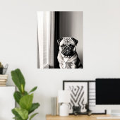 Affiche de portrait de chien Pug intemporel (Bureau à domicile)