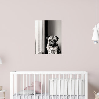 Affiche de portrait de chien Pug intemporel