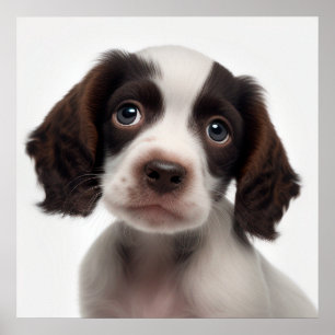Affiche de portrait de chiot épagneul français mig