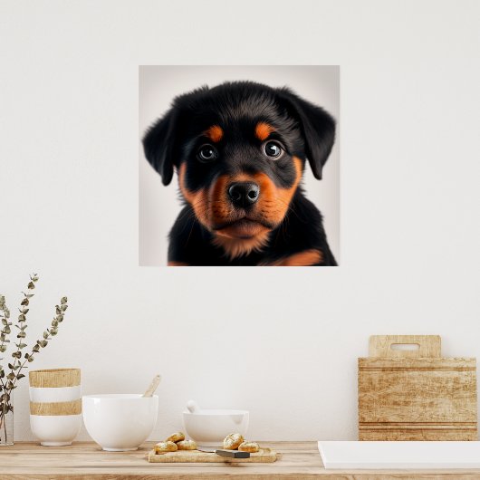 Affiche de portrait de chiot Rottweiler mignon (Cuisine)