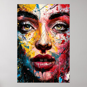 Affiche de portrait de femme abstraite aux couleur