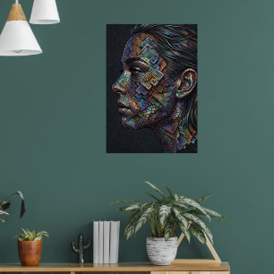Affiche de portrait de femme africaine mosaïque co