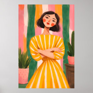 Affiche de portrait de femme coloré, Abstrait Rétr