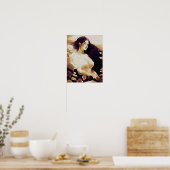 Affiche de portrait de fille rêveuse sur le mur (Cuisine)