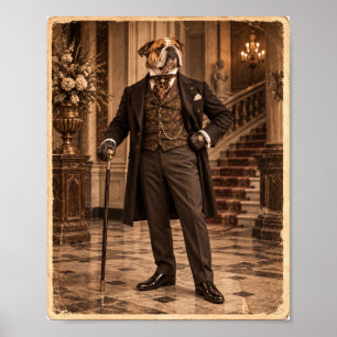 Affiche de portrait de gentleman Bulldog victorien