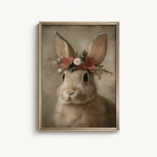 Affiche de portrait de Noël de lapin - Art mural d