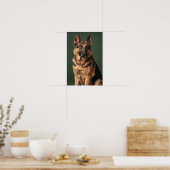 Affiche de portrait de studio Berger Allemand Vert (Cuisine)
