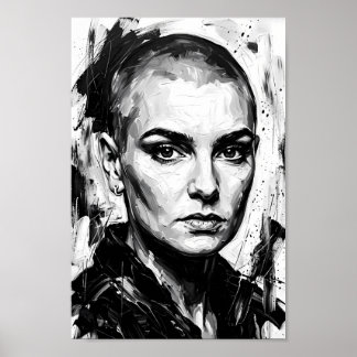 Affiche de portrait d'esprit féroce monochrome
