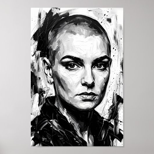 Affiche de portrait d'esprit féroce monochrome (Devant)