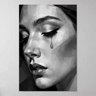 Affiche de portrait monochrome de chagrin silencie