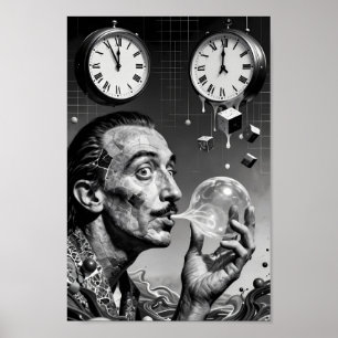 Affiche de portrait surréaliste de montres fondant