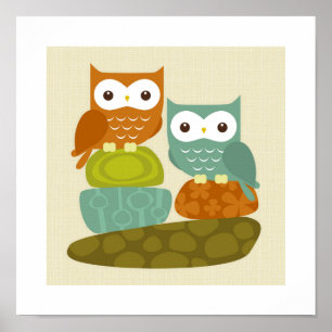 Affiche de poster de hibou rétro