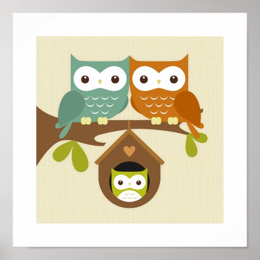 Affiche de poster de hibou rétro (Devant)