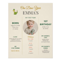 Affiche de poster de naissance pour 1er anniversai