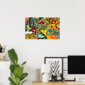 Affiche de poster rétro psychédélique des années 6 (Bureau à domicile)