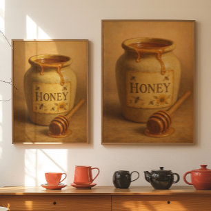 Affiche de pot de miel vintage   Art de ferme rust