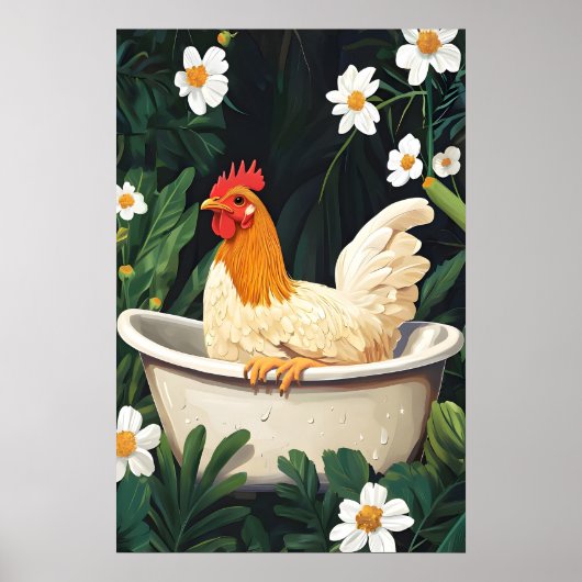 Affiche de poulet dans la baignoire, affiche d'ani (Devant)