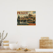 Affiche de Prague - Ville aux cent flèches - Vinta (Cuisine)
