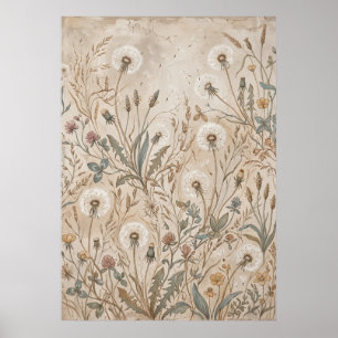 Affiche de Prairie de Fleurs Sauvages Vintage
