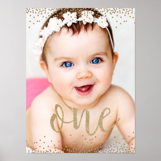 Affiche de premier anniversaire avec confettis pai (Devant)