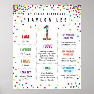 Affiche de premier anniversaire Rainbow Confetti