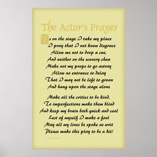 Affiche de prière de l'acteur (Devant)