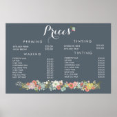 Affiche de prix de menu de coiffeur de salon de be (Devant)