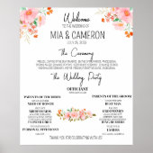 Affiche de programme de mariage floral avec verdur (Devant)