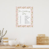 Affiche de programme de mariage floral Magnolia Ro (Cuisine)