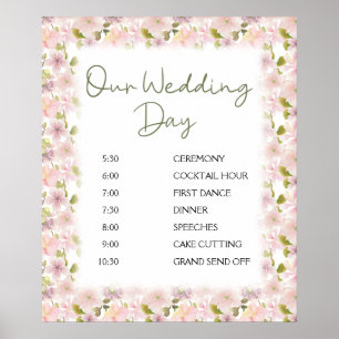 Affiche de programme de mariage floral Magnolia Ro