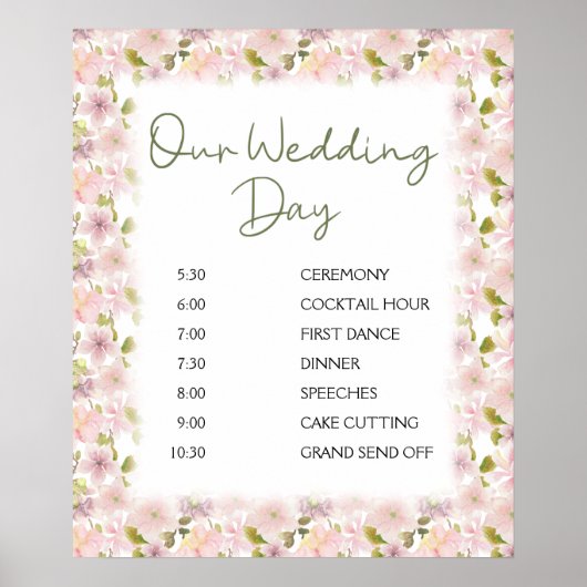Affiche de programme de mariage floral Magnolia Ro (Devant)