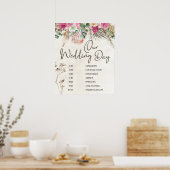 Affiche de programme de mariage floral neutre Bohè (Cuisine)